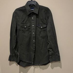 Wrangler Olive Green Snap-Front Western Shirt